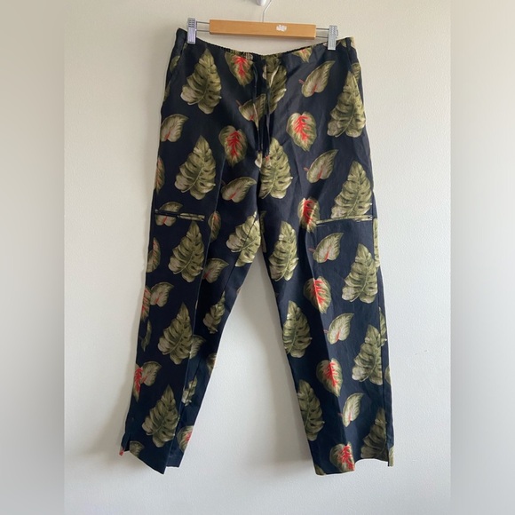 Linen floral tropical print vacation pants size US 10 - Picture 1 of 11